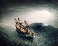 James E Buttersworth - Schooner in a Stormy Sea